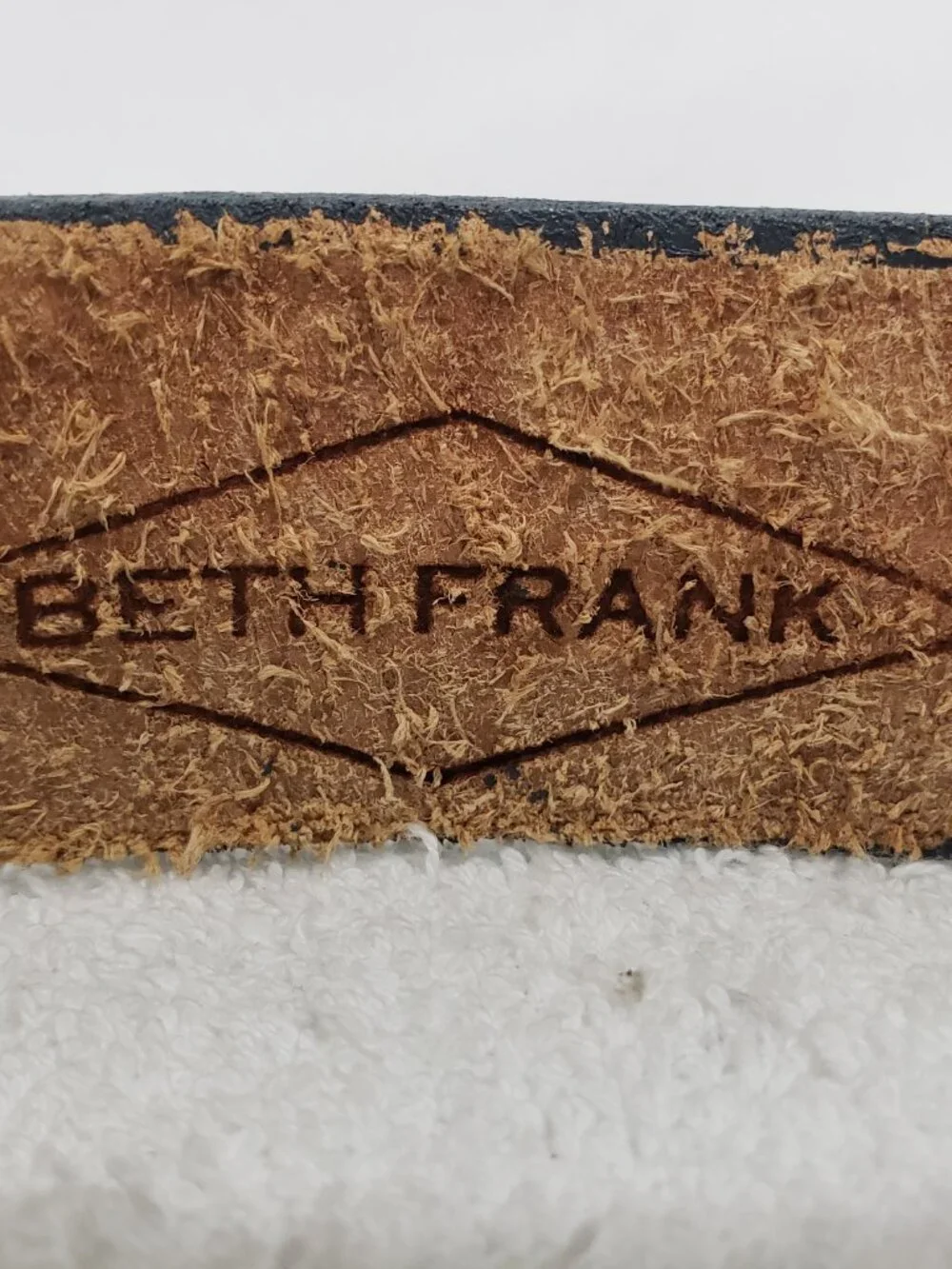 Beth Frank Hand‑Tooled Leather Belt – Floral Design – Size 36